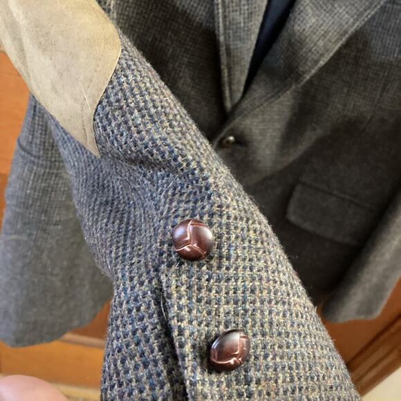 Pendleton Men's Virgin Wool Tweed Blazer Sz 42 Elbow Patches Sport Coat Gray - Picture 4 of 9